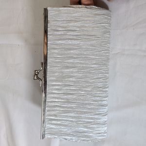 Pale Silver  Vintage crushed Clutch